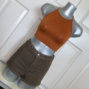 Rust backless cross cross crop top forever 21